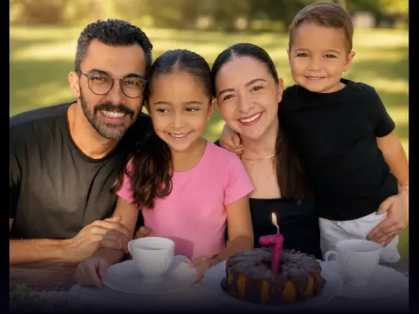 Renata Alves Lopes y su familia